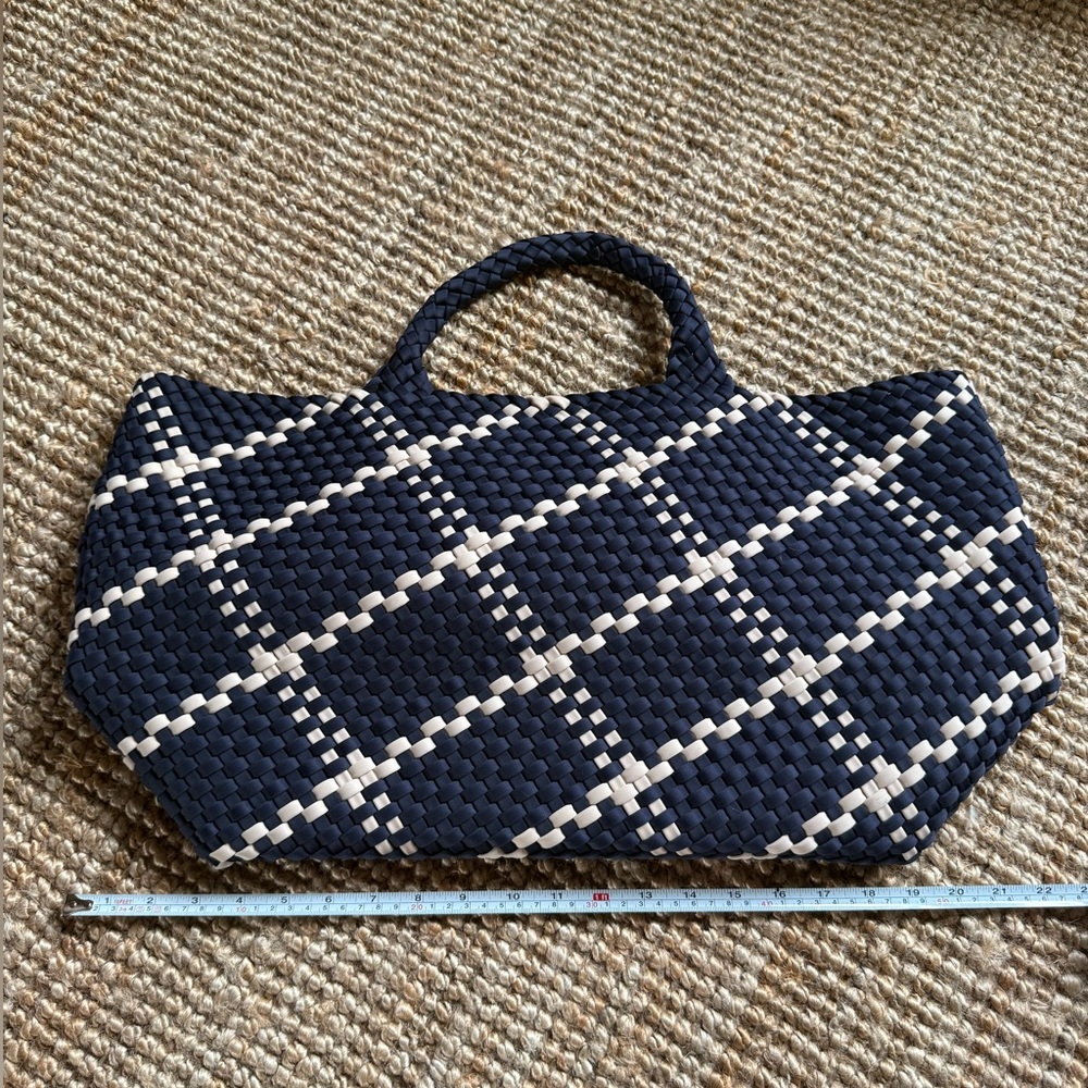 Naghedi Navy and Cream Woven Tote - Picture 7 of 12